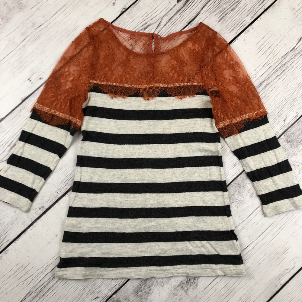 Anthropologie Lace and Knit Top Womens Small